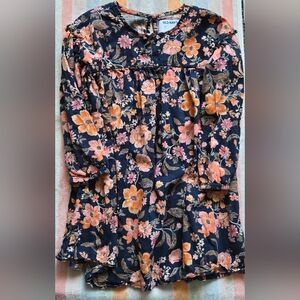 Girls (5T) Floral Long Sleeve Peasant Dress